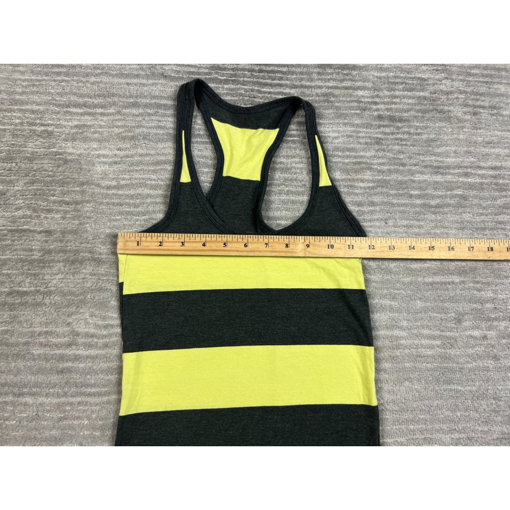 Unbranded Tank Top Women XS Yellow Black Striped Racerback Slim Fit Athleisure - Picture 2 of 5